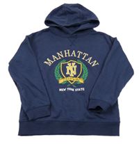 Tmavomodrá mikina nápisy a kapucňou Primark