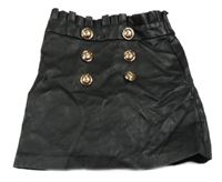 Čierna koženková sukňa s gombíky River Island