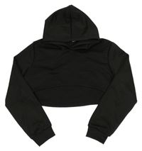 Čierna crop mikina s kapucňou