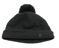 Tmavošedá fleecová čepice s bambulí 