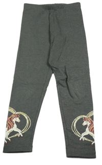 Šedé zateplené legíny s jednorožci C&A