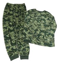 Khaki army plyšové pyžamo s lebkami Primark