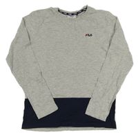 Šedo-tmavomodré triko s logem Fila 