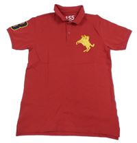 Vínové polo tričko s výšivkou 