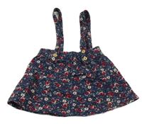 Tmavomodro-ružová kvetovaná na traká sukňa H&M