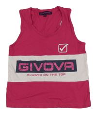Fuchsiovo-biely crop top s nápisom