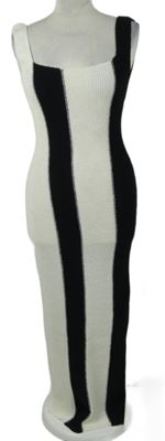 Dámské bílo-černé pruhované pletené dlouhé šaty Boohoo 