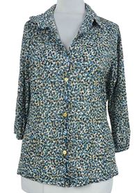 Dámska modro-sivo-okrová vzorovaná crop blúzka M&S