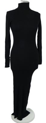 Dámské černé žebrované žebrované midi šaty Amisu 