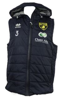 Pánská tmavomodrá šusťáková zateplená vesta s kapucí Errea 