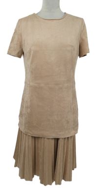 Dámské pudrové sametové šaty s plisovanou sukní Marccain 