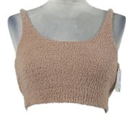 Nové - Dámský světlerůžový chlupatý crop top Primark 