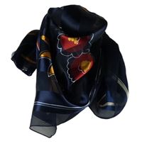 Dámský tmavomodrý pruhovaný šátek s kvetmi