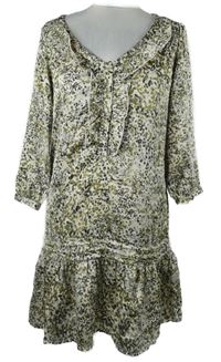 Dámské béžovo-khaki vzorované saténové šaty 3Suisses