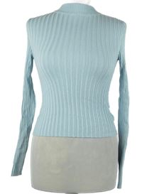 Dámký světlemodrý žebrovaný lehký svetr Bershka 
