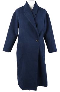 Dámský tmavomodrý flaušový kabát 