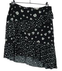 Dámská černá kytičkovaná sukně s volánky H&M