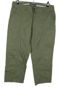 Dámske khaki plátenné capri rolovacieé nohavice Multiblu