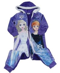 Fialová chlupatá kombinéza Frozen s kapucňou zn. Disney