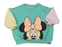 Tyrkysovo-žluto-růžová oversize mikina s Minnie Disney