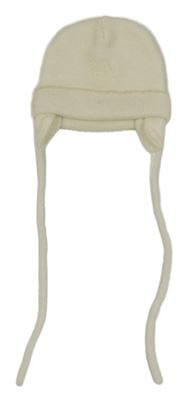 Smetanová pletená čepice s medvídkem 