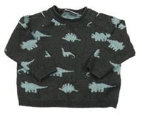 Tmavosivý sveter s dinosaurami Next