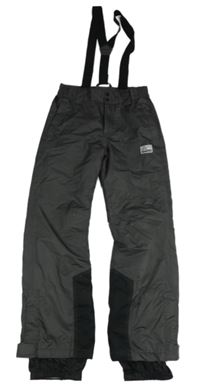 Tmavošedé šusťákové oteplovačky s nášivkou a kšandami S. Oliver