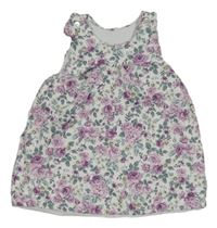 Bílé květinové zateplené šaty 