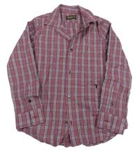 Černo-bílo-modrá kostkovaná košile 