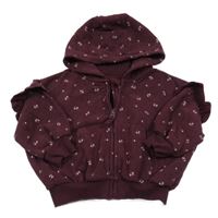 Lilková květinová oversize propínací mikina s kapucí George