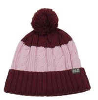 Vínovo-ružová pruhovaná čapica s brmbolcom Jack Wolfskin
