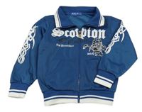 Tmavomodrá športová prepínaci mikina s nápisom a štírem