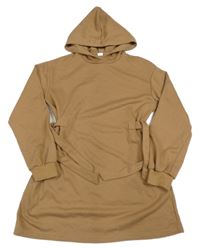 Béžové teplákové šaty s kapucňou Shein