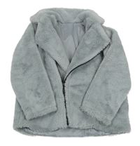 Světlešedomodrá kožešinová podšitá bunda 