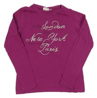 Fuchsiové triko s nápisem Tom Tailor