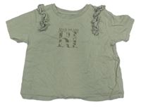 Khaki crop tričko s logom River Island