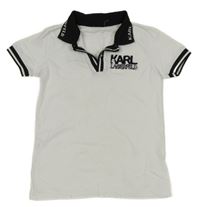 Bielo-čierne polo tričko s logem Karl Lagerfeld