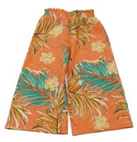 Oranžové vzorované culottes nohavice Shein