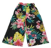 Čierne ľahké nohavice s kvetinami