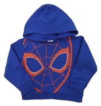 Modro-červená mikina s potiskem Spiderman a kapucňou