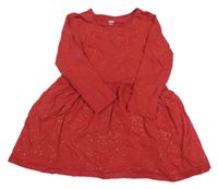 Červené trblietavé bavlnené šaty H&M