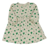 Smetanovo-zelené teplákové šaty so čtyřlístky Primark