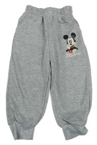 Šedé melírované tepláky s Mickeym