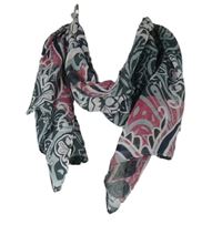 Šedo-růžový vzorovaný šátek