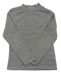 Sivo-čierne pruhované tričko so stojačikom Next