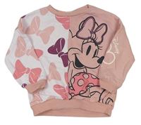 Svetloružová -biela mikina s Minnie Disney