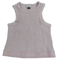 Ružový rebrovaný crop top s logy River Island