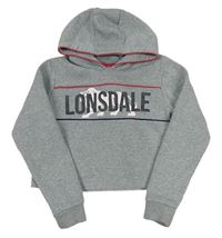 Sivá crop mikina s kapucňou Lonsdale