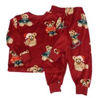 Červené plyšové pyžamo s medvídky Primark