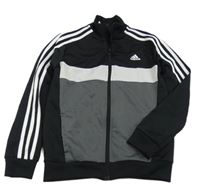 Černo-bílo-šedá sportovní propínací mikina Adidas